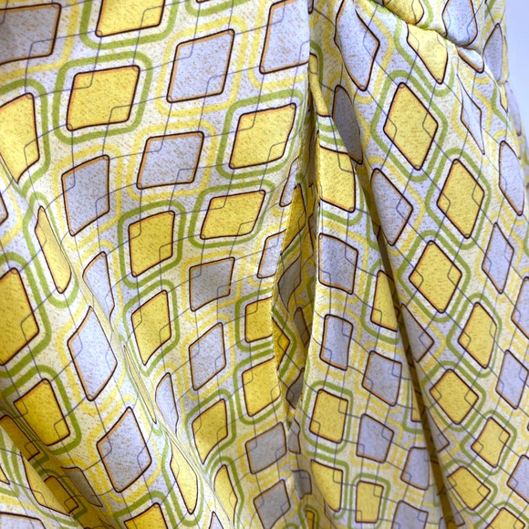 Hourglass Lilly Silk Dress Women Small Yellow Gray Sleeveless Mini Pockets - Picture 5 of 8